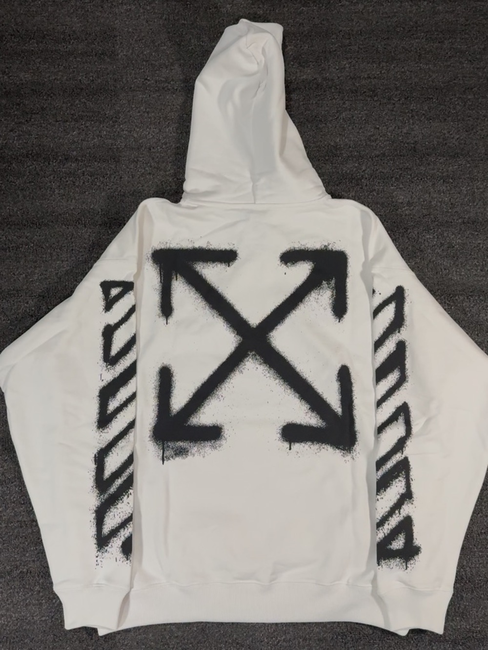 Off-White White Hoodie with Black Spray Arrow Graphic